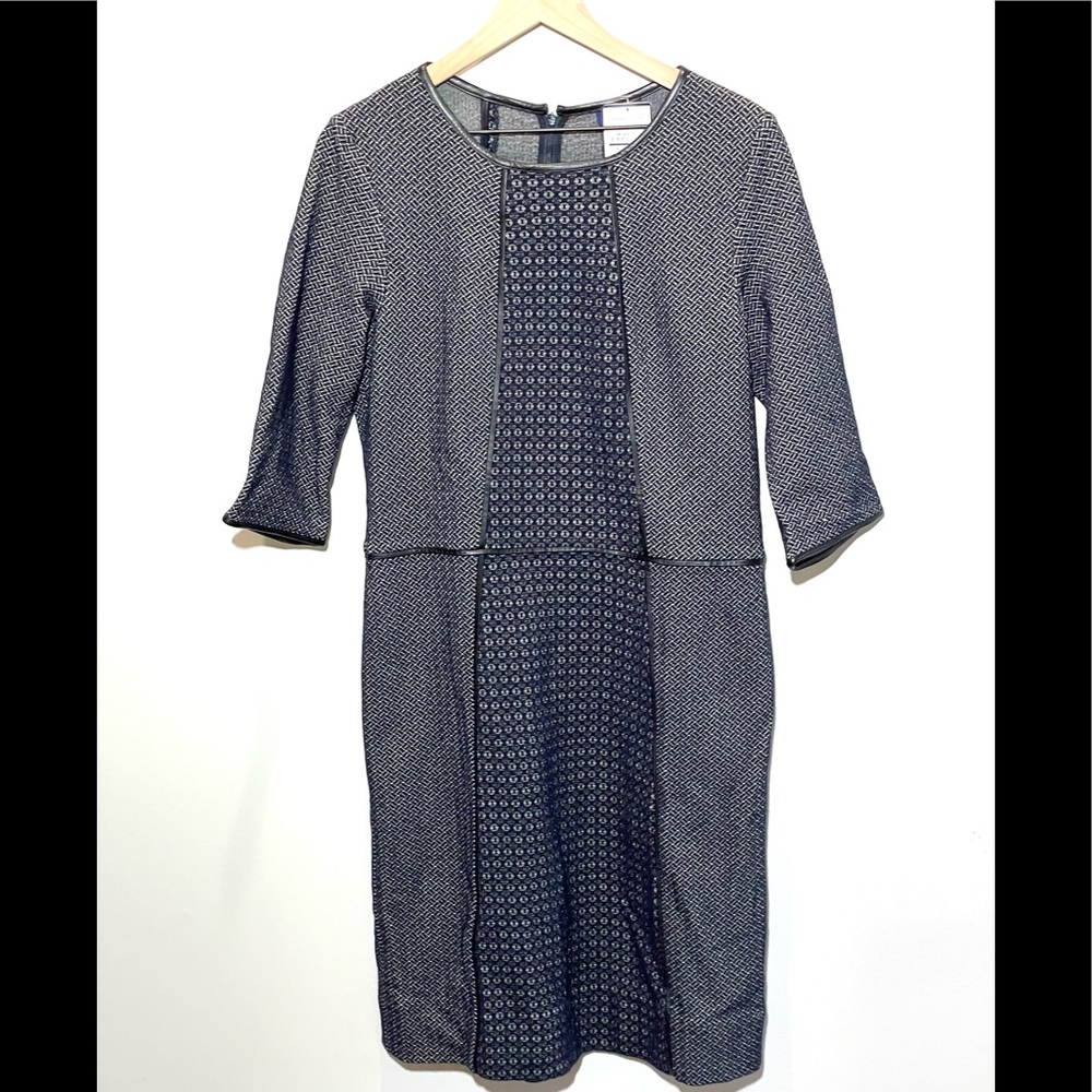 Doncaster navy/black dress with leather trim